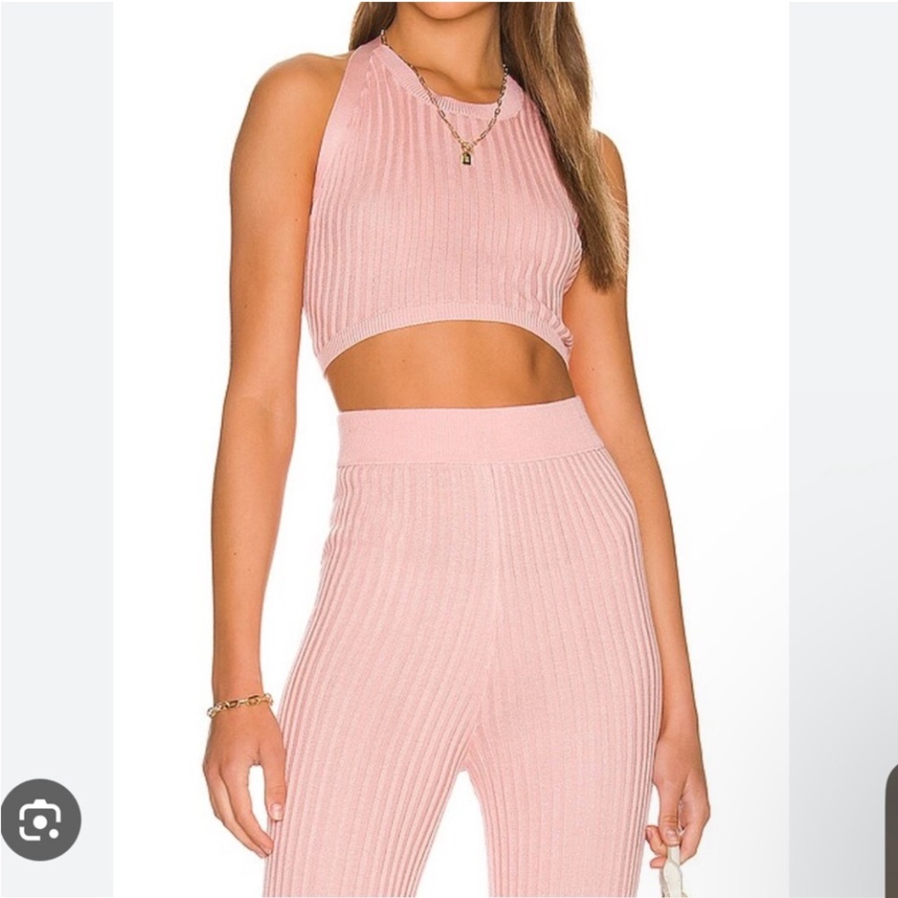 Revolve x Callahan pink halter knitwear set